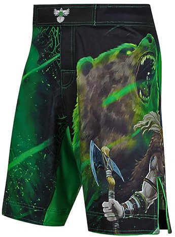 Raven Fightwear Herren Berserker 2.0 Viking Bear MMA Shorts BJJ Schwarz, Schwarz, 46