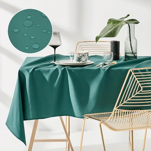 ROOM99 Aura Tischdecke 130 x 180 cm Tischtuch Tafeldecke Fleckschutz Abwaschbar Wasserabweisend Schmutzabweisend Polyester Rechteckig Bankett-Dekoration Ganzjährig Flaschengrün