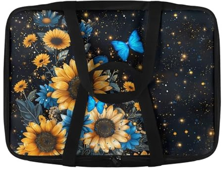 Pzuqiu Butterfly Sunflower Insulated Casserole Carrier Bag Hot & Cold Food Carrier Bag Lasagna Holder Lunch Bag for Picnics, Parties, Travel, Fits 9 x 13 in Casserole & Baking Dish