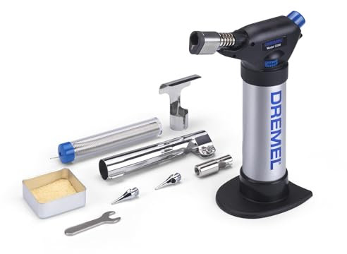 Quemador de gas butano estacionario Dremel Versaflame 2200, mini soplete y pistola de calor inalámbricos para soldar, doblar tubos, soldar, retractilar