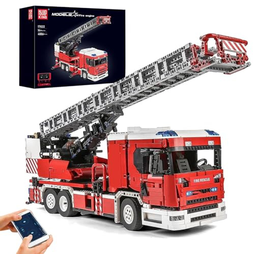 Mould King 17022 Technik Feuerwehrauto Modell 4886 Teile Set zusammenbaut (Fernbedienung & APP-Steuerung R/C) Technologie Feuerwehrfahrzeug Klemmbausteine Bausatz