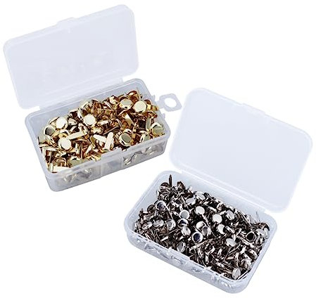 NUOBESTY 500stücke Metall-papierklammern Brads -Verschluss Mit Aufbewahrungsbox Für Bastelarbeiten DIY Silber Und Gold