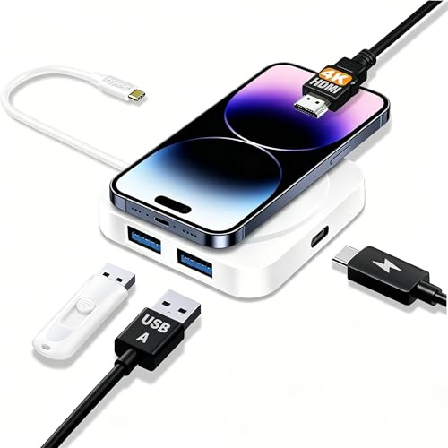 Dock De Carga Multifuncional inalámbrico,Hub USB C,Docking Station 5 en 1,Wireless Charging,2X USB 3.0 y USB-C 5Gbps,HDMI 4K@30Hz,Compatible con Android,PC y Portátiles, MacBook AirMac Mini