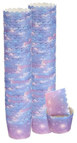 QUARKZMAN 100 pcs Moldes de Papel para Hornear Pequeños, Resistentes a la Grasa, Desechables, para Magdalenas y Muffins, Envoltorios para Bodas Cumpleaños Graduaciones, Degradado Rosa Morado