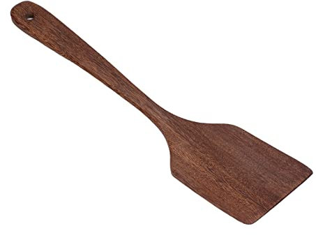 Cuillère en Bois, Spatule Légère Texturée Exquise avec Trou de Suspension, Fabriquée en Bois de wengé, pour Maman, Pendaison de Crémaillère et Votre Belle Cuisine (Pelle plate
