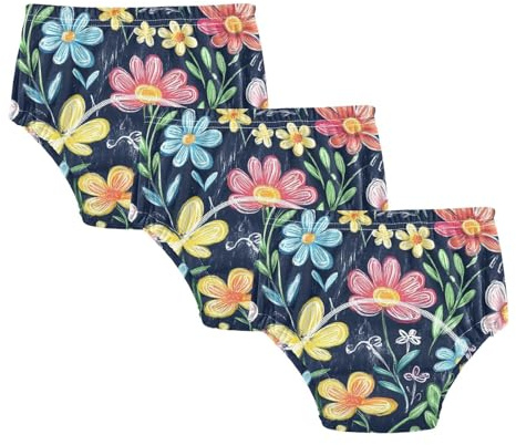 Beauty - Ropa interior con patrón floral colorido único para niños pequeños, para entrenamiento de orinal que absorbe el agua, pantalones de entrenamiento para orinal nocturno, ropa interior para 3T
