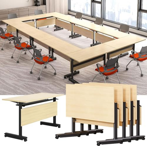 Klappbarer Konferenztisch, mobiler Trainingstisch mit Rollen, moderner Chefschreibtisch, Klapptisch, Seminar-Tisch für Büro, extra breiter Schreibtisch, Konferenzraumtisch (4 Stück, 120 x 60 x 74 cm)