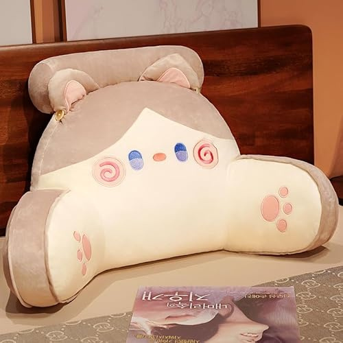 GYCS Lesekissen Für Bett Und Sofa Rückenkissen Mit Armlehnen Lesekissen Für Bett Bettsessel Rückenlehnenkissen Rückenstütze Keilkissen Sofa Große Kissen Für Couch,Brown cat,65x40cm