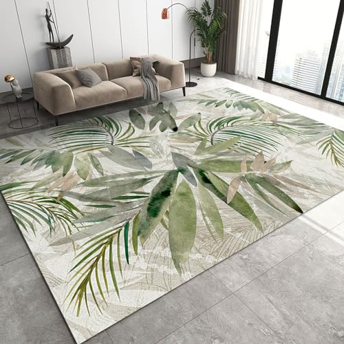 Großflächiger Teppich für Sommer Dschungel Dekor, Distressed Abstraktes Wald Design, Rutschfester Kinderteppich, weich und bequem für Wohnzimmer & Schlafzimmer, Indoor/Outdoor - 160 x 220 cm