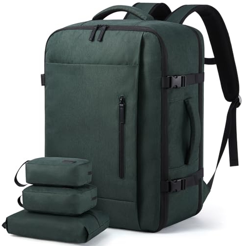 LOVEVOOK Handbagage ryggsäck, stor reseryggsäck män kvinnor bagage ryggsäck flygplan väska, resa ryggsäck bära på bagage, resväska resväska cabin bag för resor arbete vandring, Mörkgrön, 17.3