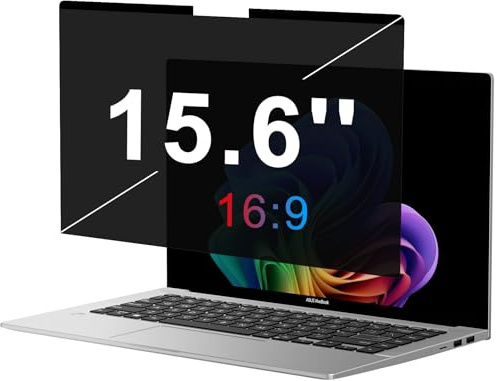 OMOTON Magnetic Laptop Privacy Screen 15.6 Inch 16:9, Anti-Spy Filter, Matte Anti Glare Blue Light Protector, Easy Install & Remove