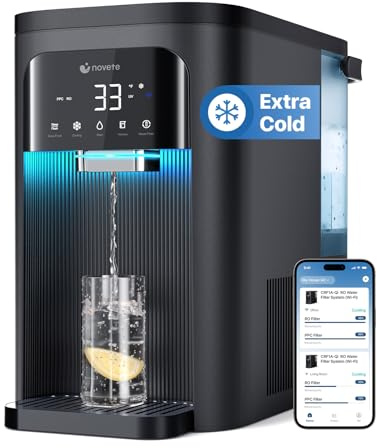 NOVETE Smart Reverse Osmosis Water Filter Countertop, UV 8-Stage RO Water Filtration System with APP Control, Cold Water Down to 32℉, NSF/ANSI 42/58 Certified, 4:1 Pure to Drain, No Plumbing, CRF1A-Qi