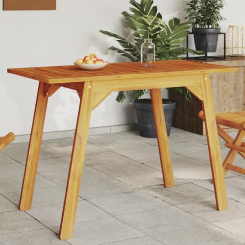 Qnhdfrt Solid Acacia Wood Outdoor Dining Table, 110x56x75 cm | Rustic style patio furniture seats 2-4 people, ideal for balcony, backyard, and terrace dining.