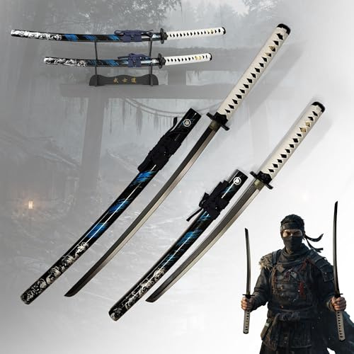 Ghost of Tsushima Katana Jin Sakai Samurai Schwert Gaming Cosplay Replik | Handgeschmiedeter 1050 Karbonstahl, rasiermesserscharfe Klinge, wahlweise gefalteter Premium-Stahl inklusive Pflegeset
