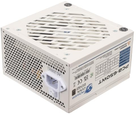 JUSTOP Power Cool 650W PSU, 80 Plus Bronze Certified, 650 Watt ATX PC Power Supply, 120mm Quiet Fan, 2x PCI-E, 6x SATA, For Desktop PCs (White)