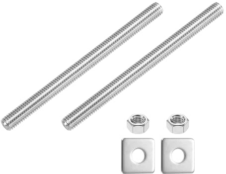 QUARKZMAN 2Pz Barra Filettata Completa 3/8-16 UNC Vite Lunga 130mm/5.1 | 304 Acciaio Inox, Lunghezza Filettatura Destra, Con Rondelle Quadrate, Per Montaggio Mobili