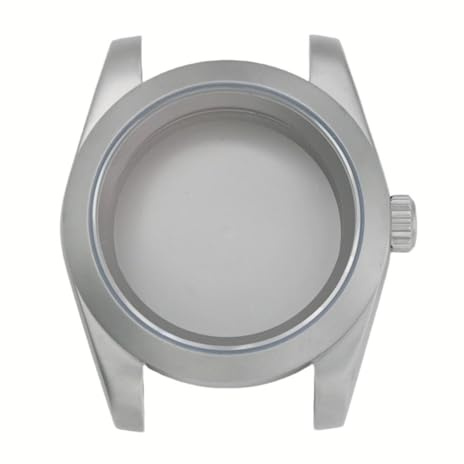 1 st 39 mm matt sandblästrad vintage klockfodral med safirkristallglas Vattentät for Seik Nh35 Nh36 Mechanical Movement Mod(Closed cover)