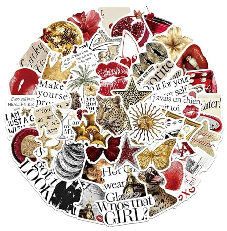 Vintage Stickers,50 Stück Y2K Sticker,Vintage Aufkleber,Aufkleber Aesthetic | Wasserdicht Vinyl Stickers für Laptop, Scrapbooking, Tagebuch, Wasserflaschen, für Erwachsene und Jugendliche