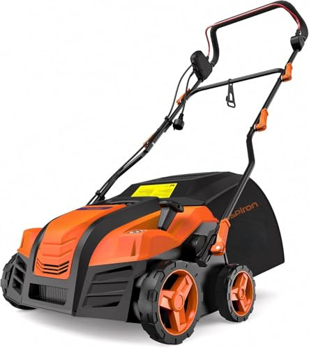 SWIPESMITH 16” Artificial Turf Vacuum,1800w Grass Sweeper 15 Amp Lawn Sweeper Yard Power Brush with 45L Removable Leaf Collection Bag, Quick-Fold, Keeps Clear Sweepy Box, Orange