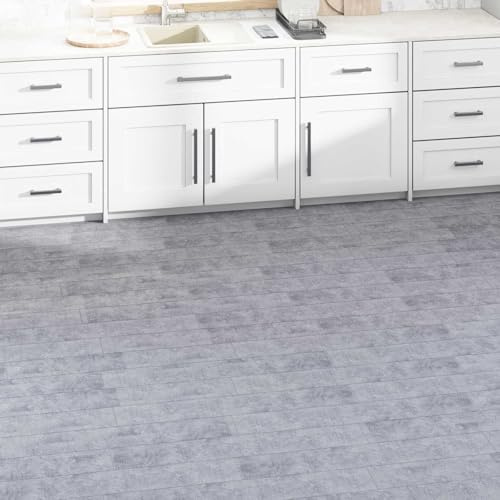 QUAHEAS Tablones de suelo autoadhesivos, 36 unidades, color gris cemento, PVC, 5,02 m², para salón, dormitorio, cocina, pasillo, baño, con fácil instalación y aspecto moderno
