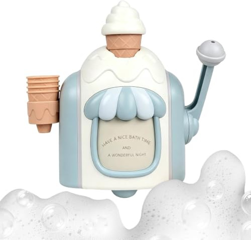 Jouet de bain à manivelle à fixer au mur | Mousseur à crème glacée pour la baignoire, jouet pour filles, anniversaires, vacances, salle de bain, parent-enfant