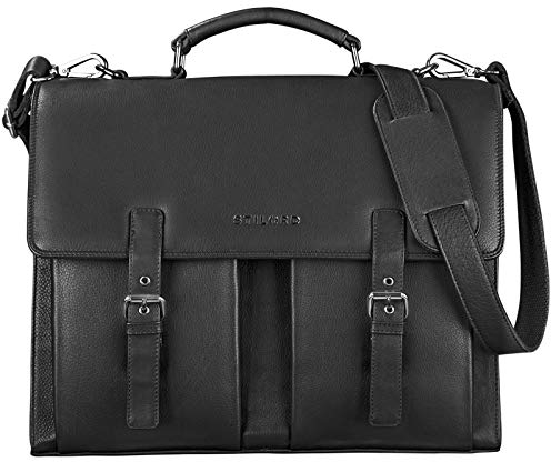 STILORD Constantin Vintage Lehrertasche Aktentasche Herren Damen Bürotasche Hauptfach für 15.6 Zoll Laptop Umhängetasche groß Leder Farbe:schwarz