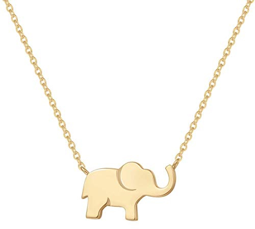 FANCIME Elefant Anhänger Kette Schmuck für Damen Mädchen Kinder 925 Sterling Silber Rosegold Vergoldet - Verstellbar Armkette: 40 + 5 cm