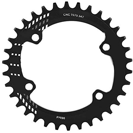 Keenso Fahrrad Kettenblatt, Fahrrad 32/34/36/38T BCD 96mm Aluminiumlegierung Einzelkurbel Kettenblatt für Kompatibel mit M6000/M7000/M8000/M9000 Serien Kurbeln(34T-Schwarz)