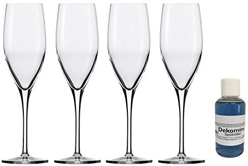 Dekomiro Eisch Superior Sensis Plus Chamapagnergläser Sektgläser mit Moussierpunkt 500/71 4er Set mit 50 ml Spülmittel