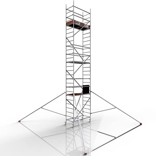ALTEC Rollfix 2.0 Rollgerüst fahrbar, 8m Arbeitshöhe, Dreieckausleger | Fahrbares Gerüst aus Aluminium, Baugerüst zertifiziert, 200 kg/m² Traglast, DIN EN 1004-1, ISO 9001:2015