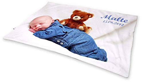 BANMU Fotodecke mit Eigenem Foto, Super Weich, Personalisierte Decke, Baby Decke, Cartoon, Weiß, 120x80cm (31x47inch), Polyester, Flauschweave, Queen, Unisex, 1 Count