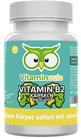 Vitamin B2 Kapseln - hochdosiert 200 mg Riboflavin - bioaktiv & vegan - Produktion in Deutschland - ohne Zusatzstoffe & laborgeprüft - für Erwachsene & Kinder - Kapseln statt Tropfen - Vitamineule