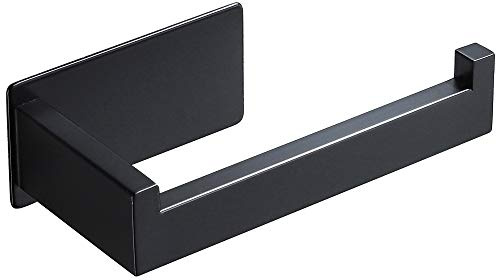 ZUNTO Porta Carta Igienica Nero Senza Foratura, Acciaio Inox 304 | Portarotolo Carta Igienica Adesivo per Bagno e Toilette, Accessori Bagno Autoadesivo da Muro