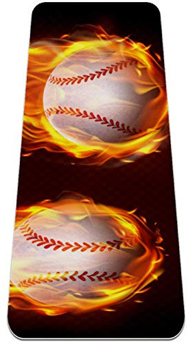 BestIdeas Yoga-Matte Flying Flames Baseball Ball für Yoga, Pilates, Bodenübung Männer Frauen Mädchen Jungen Kinder Anfänger Anti-Rutsch-Design