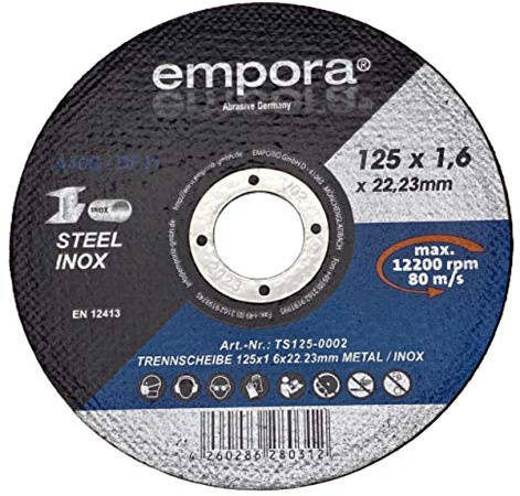 Trennscheibe 125mm - Trennscheibe für Winkelschleifer - Flexscheibe - Schruppscheibe - INOX STAHL METALL Ø125 mm x 1,6 mm x 22,23 mm - max. 13300 RPM - 80 m/s - EN. 12413