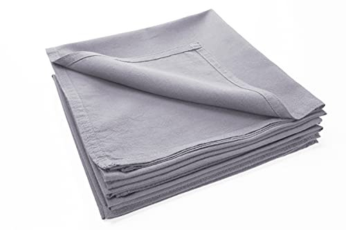 jilda-tex Pack Servietten-Set Stone-Washed Renforce Tischwäsche Lissabon 100% Bio-Baumwolle Knitterlook Bügelfrei Uni Leinen-Optik GOTS Made in Green (Lavendel, 6er Set (6X 42x42 cm))