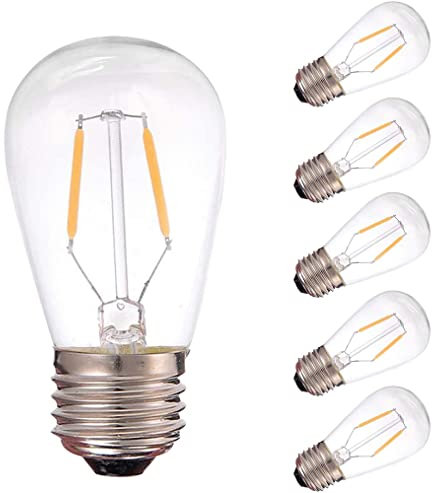 YSSMAO 6pcs 1W LED Ampoule de l'ampoule S14 ST45 LED Lampe de l'éclairage de Filament Chaud Blanc Chaud 2700K Économie d'énergie Ampoule pour décoration de Salon,E27 220v