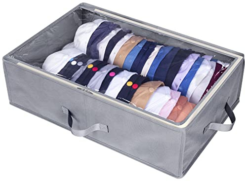 AOODA Grande boîte de rangement pour casquettes de baseball, peut contenir jusqu'à 50 casquettes, organisateur de chapeaux large pour placard avec carton, support snapback sous le lit, gris
