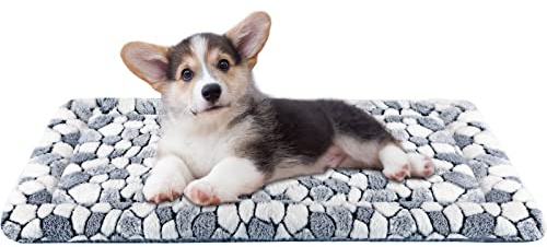 VANKEAN Dog Crate Pad Bed Mat Reversible (Cool & Warm), Sleeping Mat Dog Bed for Crate for Small Dogs and Cats, Machine Washable Crate Beds, Grey