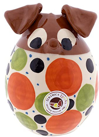 CERÁMICA ESPAÑA | Hucha Cerdito de Barro | Hucha Infantil | Hucha de Cerdito | Hucha de Cerdo Decorada Modelo D01 | 100% Hecho a Mano | 13x13x17 cm