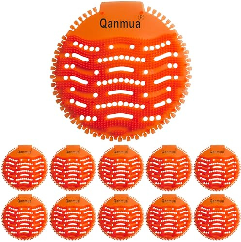 Qanmua 10 Pièces Ecrans pour Urinoir, Pastilles Urinoir Tapis d'Urinoir Désodorisant pour Urinoir, Urinal Screen pour H?tels Bureaux Restaurants et écoles Anti-projections et Anti-odeurs Orange