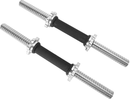 Threaded Dumbbell Rubber Handles 1 Inch Pair, 15.75 Adjustable Dumbbell Bar Handles, Fits Standard Weight Plates with 1” Diameter, for Gym Workouts, Exercise, Weightlifting, Sold in Pair
