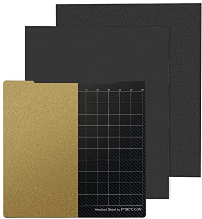 BCZAMD for Prusaa i3 MK2 MK3S+ MK4 MK52 Teil Neueste Platte JanusBPS-PET Plattform Gold Textured Powder PEI+PET Carbonn Fiberr Double Spring Steel Printing Surface Sheet Heated Build Plate-10X9.4in