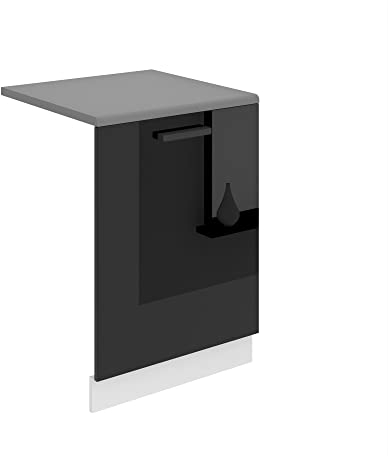 BELINI | Pannello anteriore per lavastoviglie 60 cm | Pannello frontale da cucina per lavastoviglie con manico | con battiscopa | 60 x 71,5 x 1,6 cm | nero lucido