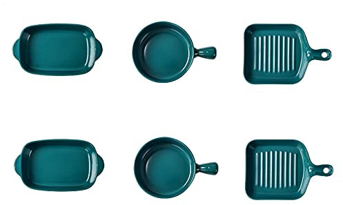 Lasagnera da Forno Piatto da Forno in Ceramica da 6 Pezzi, Forno a tavola Casseruola Set for Piatti - Piatti in Ceramica Casseruola Casseruola Piatti Lasagna Pans for Cucinare e servire Lasagnere (Co