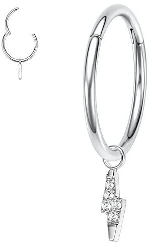 AROWRO 16G Septum Schmuck Septum Clicker Edelstahl Nahtlose Scharnier Nasenringe Hoop 8mm Knorpel Helix Lobe Ohrringe Knorpel Knorpel Helix Lobe Piercing Ring Blitz Anhänger Dangle Ring