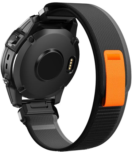 NotoCity für Garmin fenix 6 Armband, für Garmin Fenix 6 Pro/Fenix 7/7 Pro/8 47mm Armband, Forerunner 965/945/955, Quickfit 22mm für Fenix 5/5 Plus, Epix(Gen 2), Instinct 2 Uhrenarmband(Schwarz Grau)