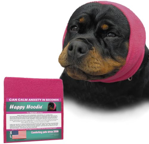 Happy Hoodie Fascia calmante originale per cani e gatti, anti-ansia/protezione dal rumore, toelettatura, tuoni e fuochi d'artificio (XL, rosa)
