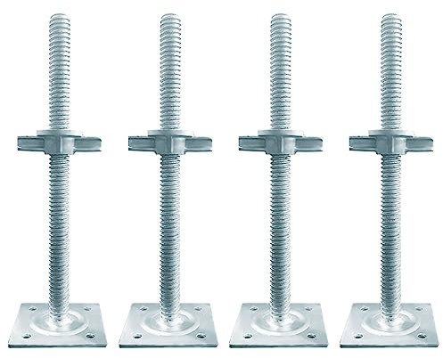 Jack a vite per ponteggio regolabile da 45,7 cm, jack di livellamento con diametro esterno da 3,8 cm, per ponteggi stile Baker, confezione da 4