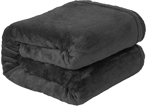 Etrexonline Manta de Franela Premium 100% Microfibra: Tacto Ultra Suave, Cálida y Mullida para Sofa, Cama y Sobrecama - Flannel Blanket de Calidad - 130x160cm Negro